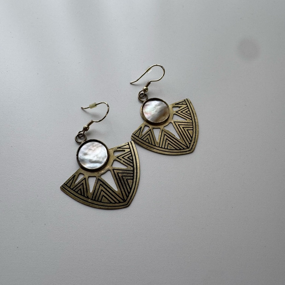 Elegant Gold and White Geometric Earrings